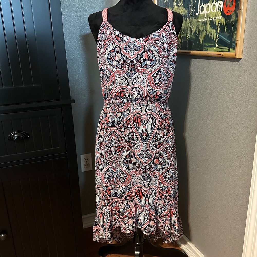 Maurices Medium‎ Paisley Floral Midi Dress Sleeveless Racerback Boho Resort